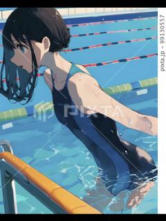 [x]プールの授業 スクール水着 女子高生「AI生成画像」のイラスト素材 [99130557] - PIXTA