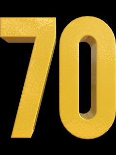 [x]Number 70 Yellow Metal Paint 3D Render 16653013 PNG
